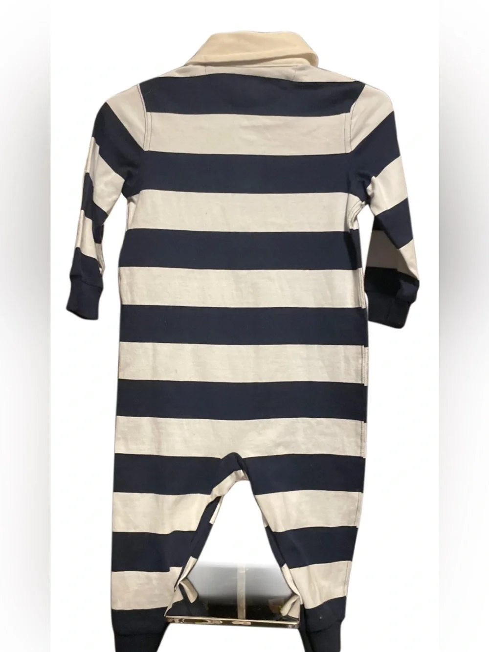 Ralph Lauren Navy & Cream Stripe Cotton One-Piece 9Mo